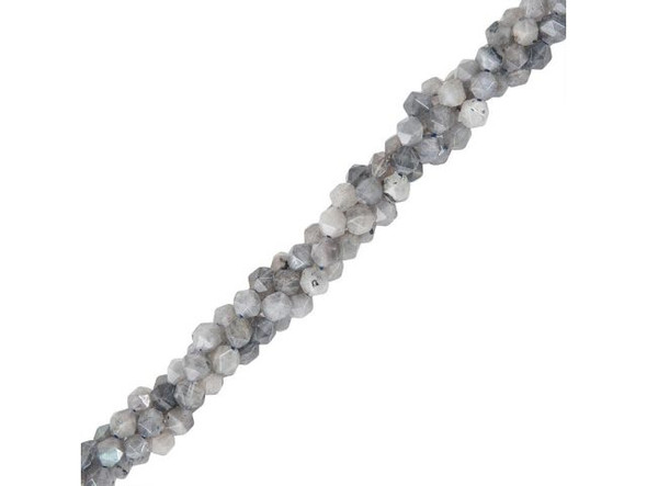 6mm Labradorite Gemstone Bead, Star Cut Round (strand)