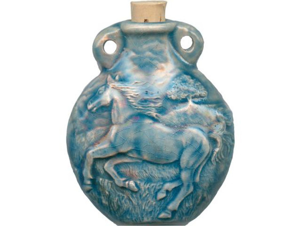 Ceramic Raku-style Pendant, Running Horse Bottle (Each)