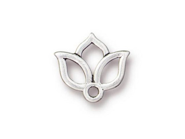TierraCast Small Open Lotus Charm - Antiqued Silver Plated (Each)