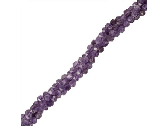 6mm Amethyst Gemstone Bead, Star Cut Round (strand)