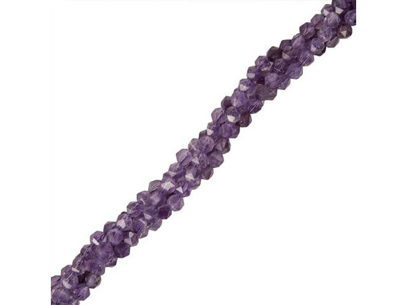 Amethyst is the most highly prized variety of quartz and if not for its widespread availability, would be very expensive. With its luscious purple color, it is the official birthstone for February and one of our best-selling gemstones. The stone's name is derived from the Greek word amethystos, meaning "not drunken," because people of ancient times believed it to protect the wearer from drunkenness. Some amethysts will lose their color in sunlight, so when they aren't being worn, store them away from direct exposure to help maintain their rich purple.Amethyst and other rich shades of violet are popular for the crown chakra. Amethyst is said to instill high ideals and urge one to do what is right. These semiprecious beads are also said to cure impatience, balance high energy, eliminate chaos, and help keep one grounded.  Please see the Related Products links below for similar items, and more information about this stone.