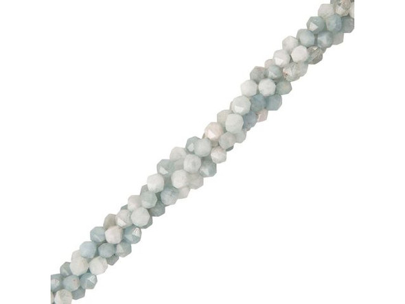 6mm Aquamarine Gemstone Bead, Star Cut Round (strand)