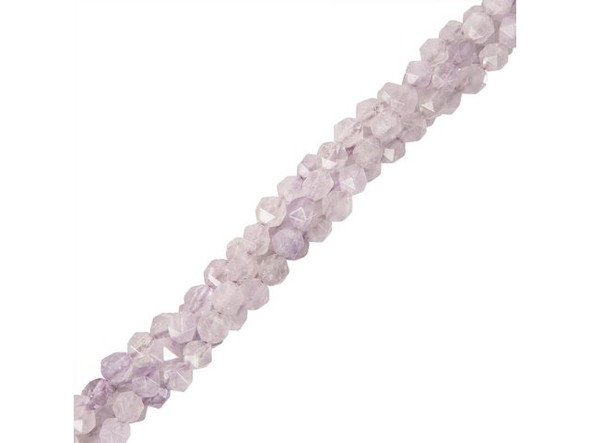 6mm Lavender Amethyst Gemstone Bead, Star Cut Round (strand)