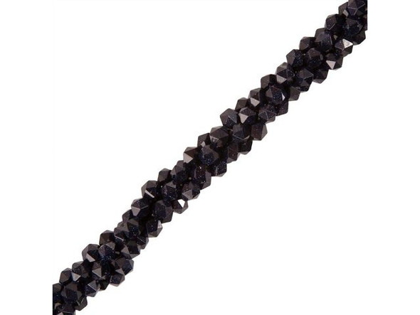 8mm Blue Goldstone Gemstone Bead, Star Cut Round (strand)