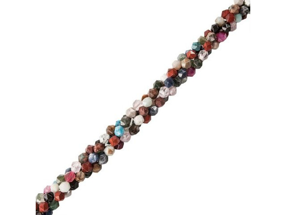 8mm Mixed Stone Gemstone Bead, Star Cut Round (strand)