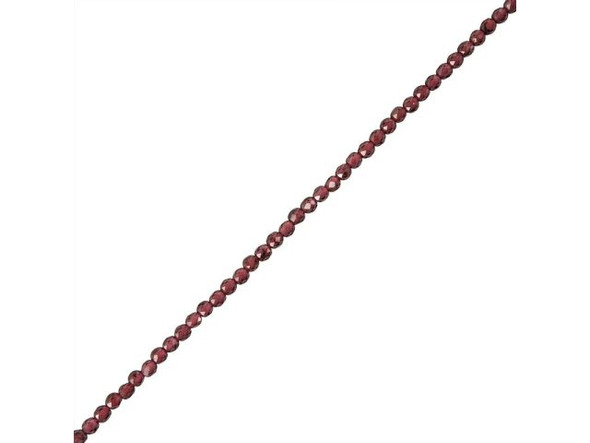 3mm Red Garnet Gemstone Bead, Diamond Cut Round (strand)