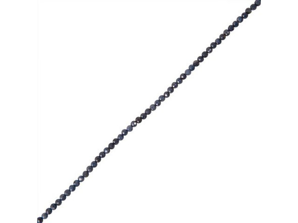 2mm Sapphire Gemstone Bead, Diamond Cut Round (strand)