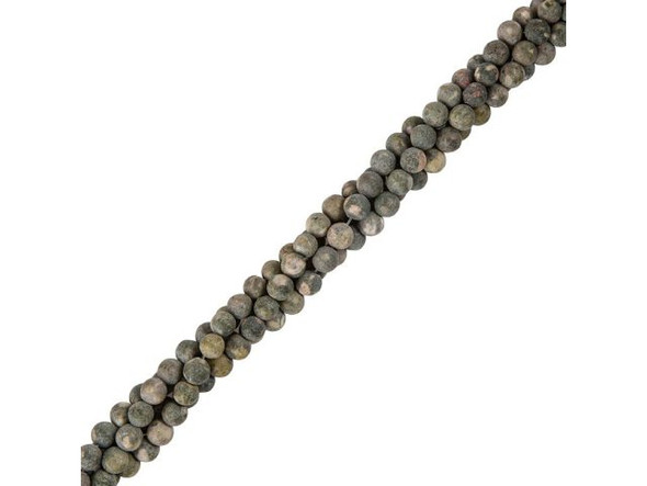 Matte Unakite Round Gemstone Beads, 6mm (strand)