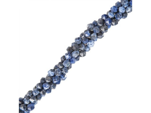 8mm Sodalite Gemstone Bead, Star Cut Round (strand)