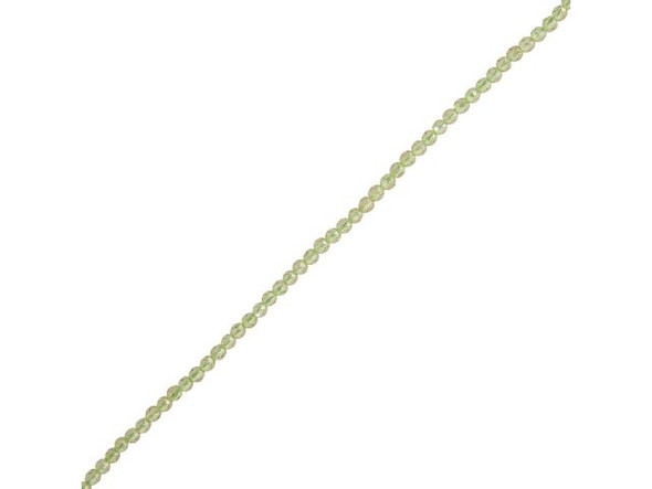 3mm Peridot Gemstone Bead, Diamond Cut Round (strand)