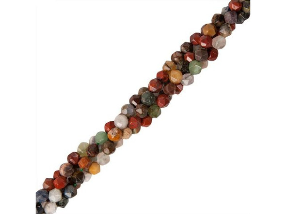 6mm Mixed Stone Gemstone Bead, Star Cut Round (strand)