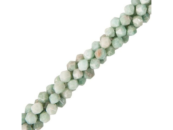 8mm Amazonite Gemstone Bead, Star Cut Round (strand)