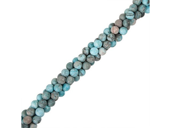Matte Zebra Jasper Round Gemstone Beads, 8mm - Blue (strand)