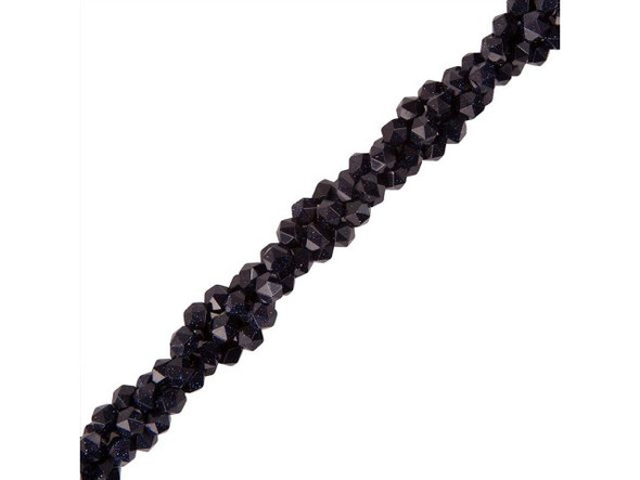 6mm Blue Goldstone Gemstone Bead, Star Cut Round (strand)