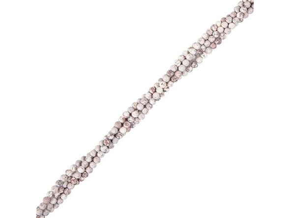 Matte White Turquoise Jasper Round Gemstone Beads, 4mm (strand)