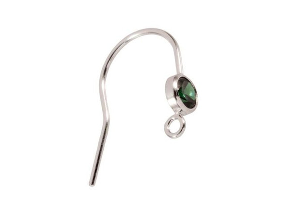 4mm Cubic Zirconia Bezel Set Sterling Earwire - Emerald (pair)