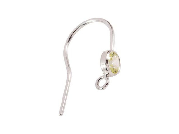 4mm Cubic Zirconia Bezel Set Sterling Earwire - Peridot (pair)