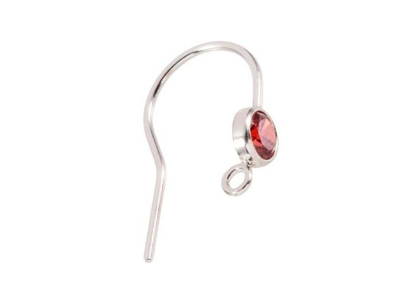 4mm Cubic Zirconia Bezel Set Sterling Earwire - Ruby (pair)