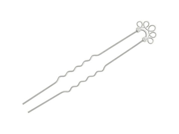 White Plated Hair Pin, 5 Loop (12 Pieces)