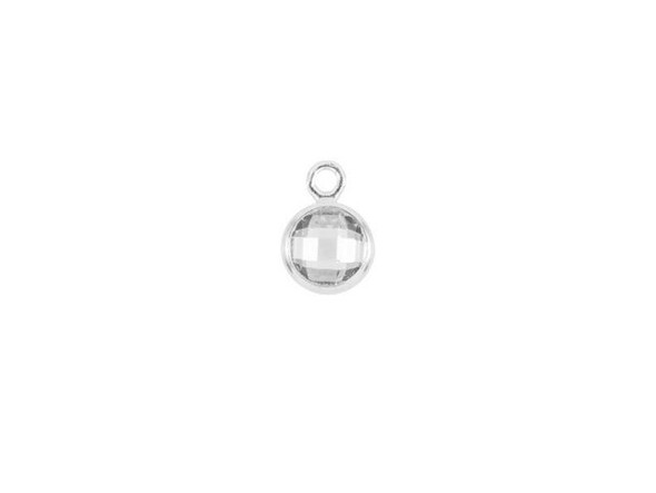 4mm Cubic Zirconia Sterling Channel Charm - Diamond (Each)