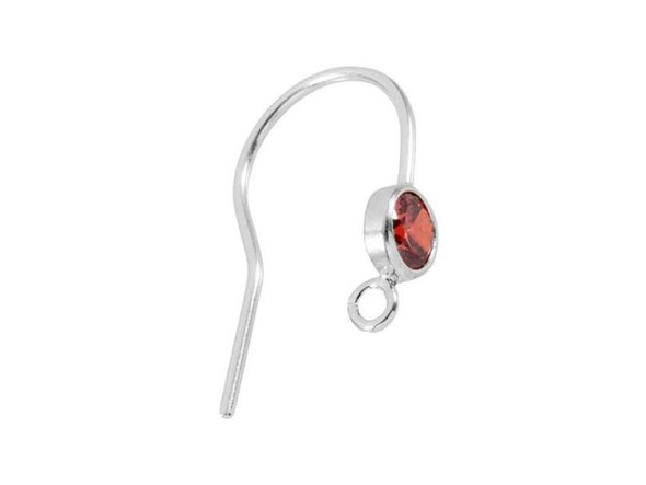 4mm Cubic Zirconia Bezel Set Sterling Earwire - Garnet (pair)