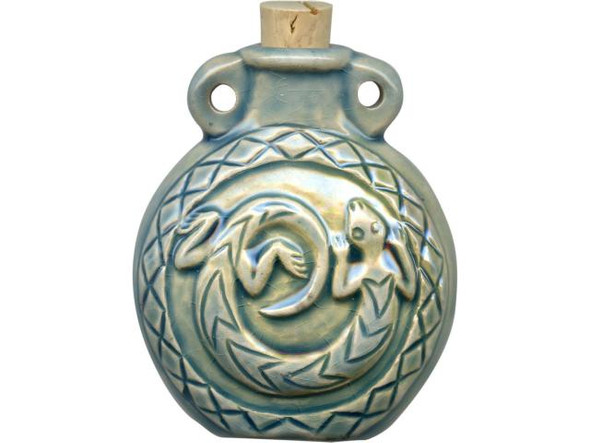 Ceramic Raku-style Pendant, Lizard Bottle (Each)