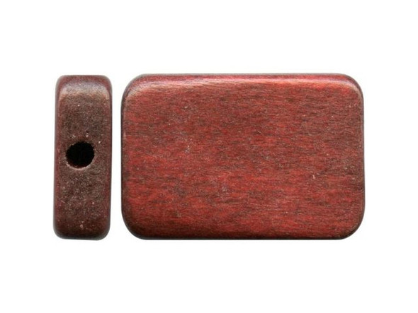 Red Wood Bead, 25x18mm Rectangle (100 Pieces)