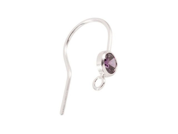 4mm Cubic Zirconia Bezel Set Sterling Earwire - Amethyst (pair)