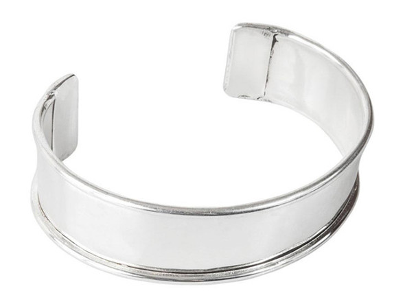 Cuff Bracelet with Edges, 3/4" - Silver Plated (Each)