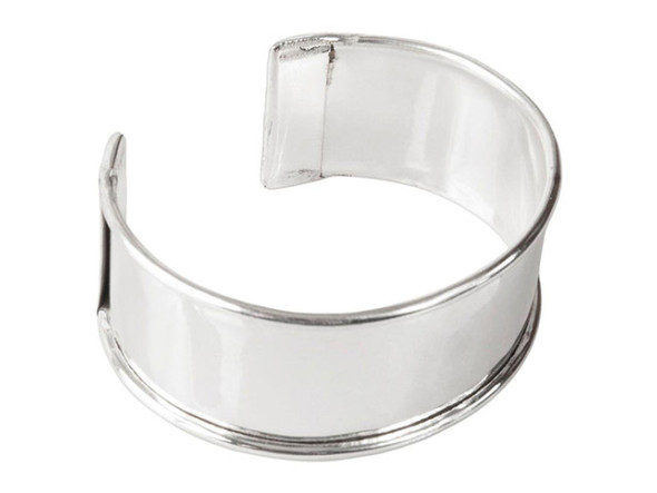 Cuff Bracelet with Edges, 1" - Silver Plated (Each)