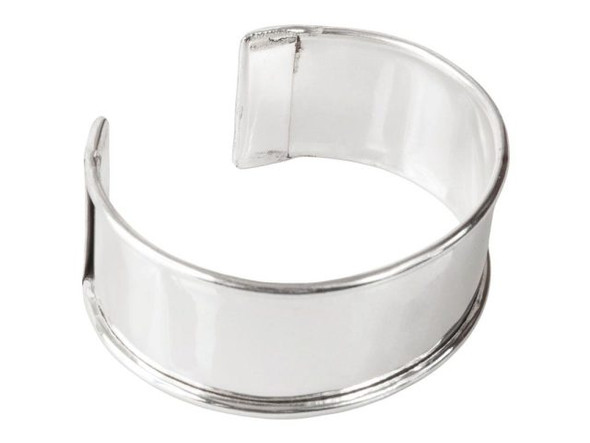 Cuff Bracelet with Edges, 1" - Silver Plated (Each)