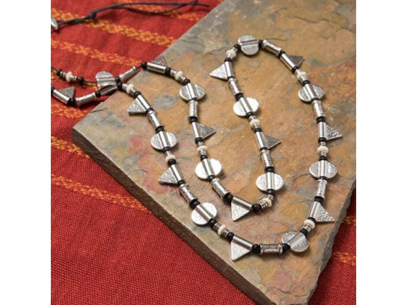 TierraCast Hammered Baule Flag Bead - White Bronze Plated (Each)