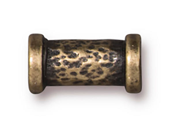 TierraCast Hammered Tube Bead - Antiqued Brass Plated (Each)