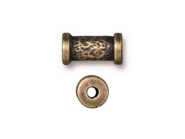 TierraCast Hammered Tube Bead - Antiqued Brass Plated (Each)