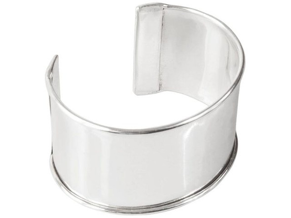 Cuff Bracelet with Edges, 1-1/2" - Silver Plated (Each)