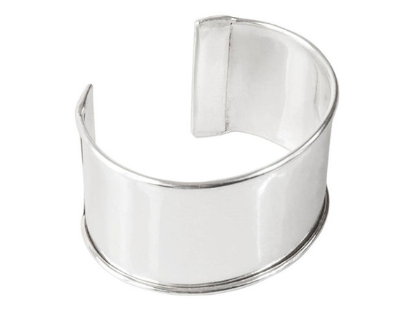 Cuff Bracelet with Edges, 1-1/2" - Silver Plated (Each)