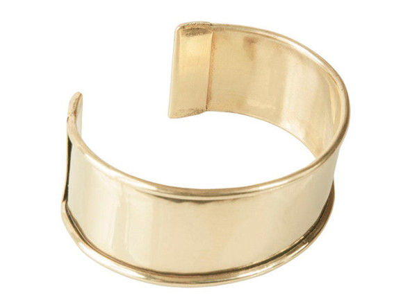 Cuff Bracelet with Edges, 1" - Polished Brass (Each)