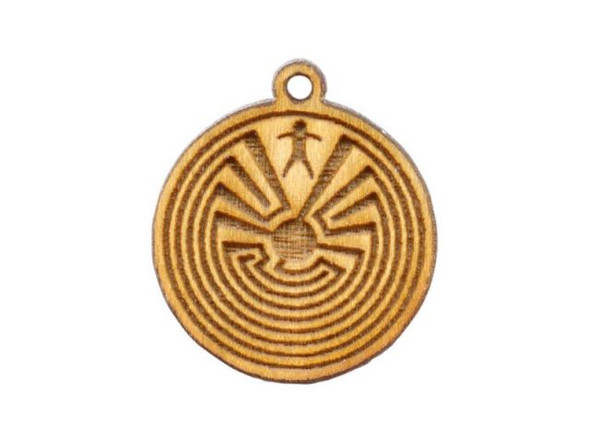 Baltic Birch Wood Charm, Man in Maze, 20x18mm (12 Pieces)