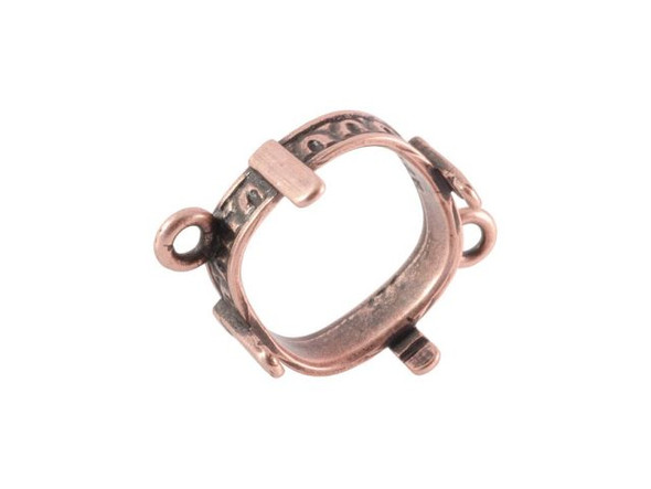 Pendant Bezel Setting for 12mm Cushion Stone, 2 Corner Loops, Antiqued Copper Plate (Each)
