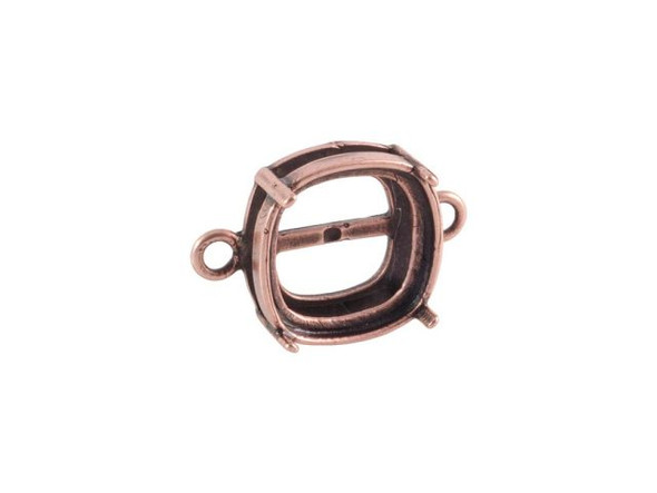 Pendant Bezel Setting for 10mm Cushion Stone, 2 Loops - Antiqued Copper Plated (Each)