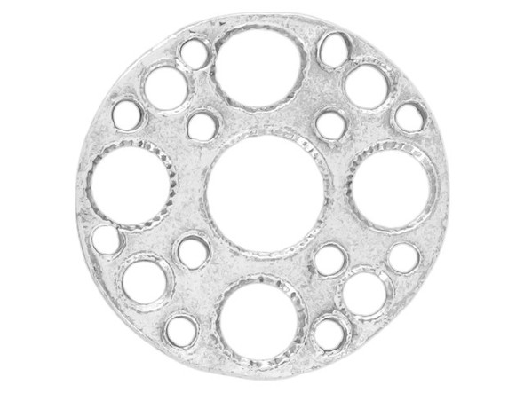 Sterling Silver Multi-Hole Round Connector, 14mm (Each)