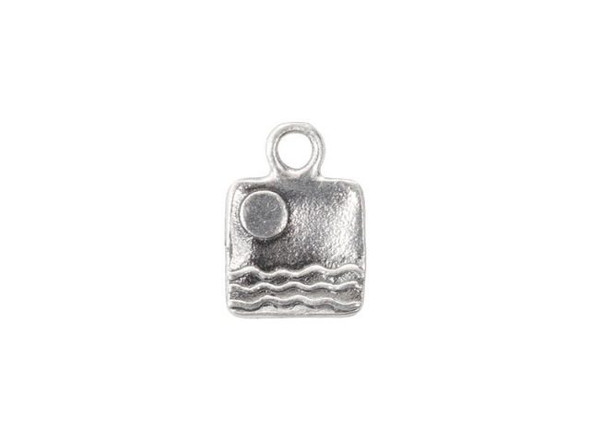 Sterling Silver Square Charm with Water and Sky (Each)