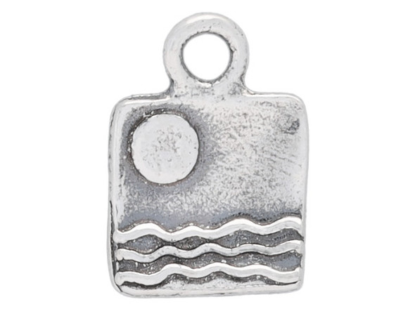 Sterling Silver Square Charm with Water and Sky (Each)