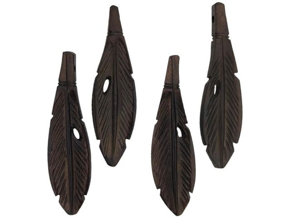 Bone Pendant, Feather, 56mm (10 Pieces)