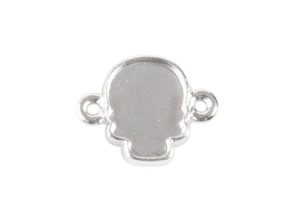 Connector Setting for 10mm Crystal Skull, 2 Loops - Rhodium Plate (Each)