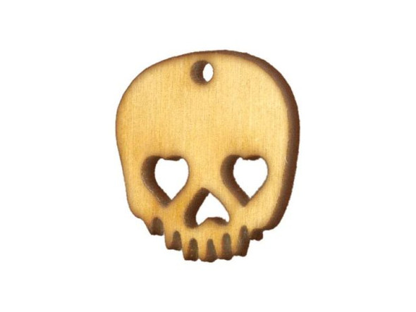 Baltic Birch Wood Charm, Skull, 17x15mm (12 Pieces)