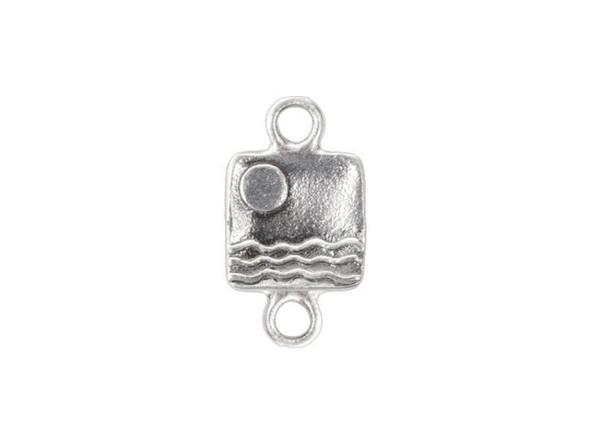 Sterling Silver Square Connector with Water and Sky - 2 Loops (Each)