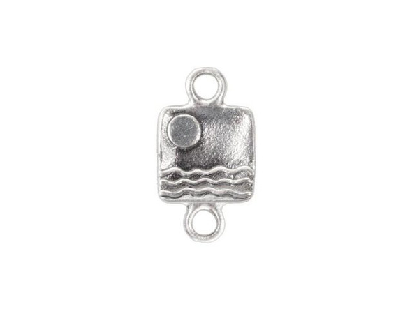 Sterling Silver Square Connector with Spiral Heart - 2 Loops (Each)