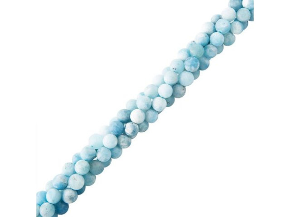 Matte Aquamarine 6mm Round Gemstone Bead - Special Purchase (strand)