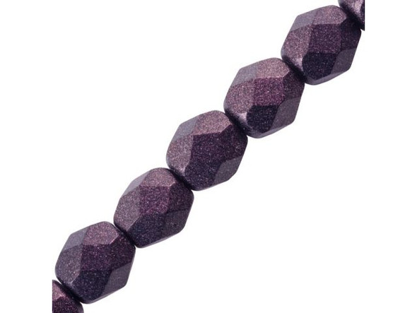 6mm Round Fire-Polish Czech Glass Bead - Polychrome Purple Bronze (strand)